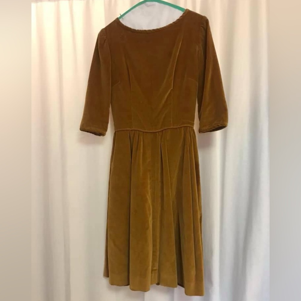 Vintage Mustard velvet dress